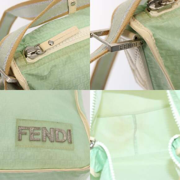 FENDI Zucchino Canvas Shoulder Bag Nylon Green - Picture 11 of 12